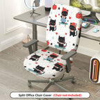 2-Piece Cute Cat Heart Red Winter  Computer Chair Cover Set, Seat and Backrest