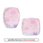 2-Piece Pink Cute Cat Star Pattern  Computer Chair Cover Set, Seat and Backrest