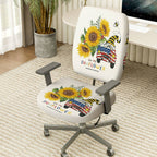 2-Piece Sunflower Gnome Christmas American Vintage Car Bee  Computer Chair Cover Set, Seat and Backrest