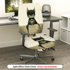 2-Piece Cat Batman Black Fun Creative  Computer Chair Cover Set, Seat and Backrest