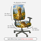 2-Piece Golden Retriever Sunflower Sky Landscape  Computer Chair Cover Set, Seat and Backrest