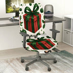 2-Piece Christmas Holiday Gift Bow Green Red  Computer Chair Cover Set, Seat and Backrest