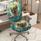2-Piece Fun Ocean Animal Dog Glasses  Computer Chair Cover Set, Seat and Backrest