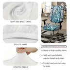 2-Piece Abstract Geometric Art Stained Glass Unicorn Blue  Computer Chair Cover Set, Seat and Backrest