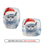 2-Piece Christmas cat festive design  Computer Chair Cover Set, Seat and Backrest