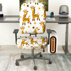 2-Piece Cute Giraffe Print Yellow Spot  Computer Chair Cover Set, Seat and Backrest