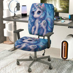 2-Piece Magical Unicorn Fantasy Butterfly Flower Glitter  Computer Chair Cover Set, Seat and Backrest