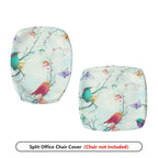 2-Piece Colorful Bird Flower  Computer Chair Cover Set, Seat and Backrest