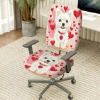 2-Piece Cute Valentine Dog Heart Love Romantic  Computer Chair Cover Set, Seat and Backrest