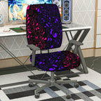 2-Piece Abstract Floral Swirl Pattern Black Purple Pink  Computer Chair Cover Set, Seat and Backrest