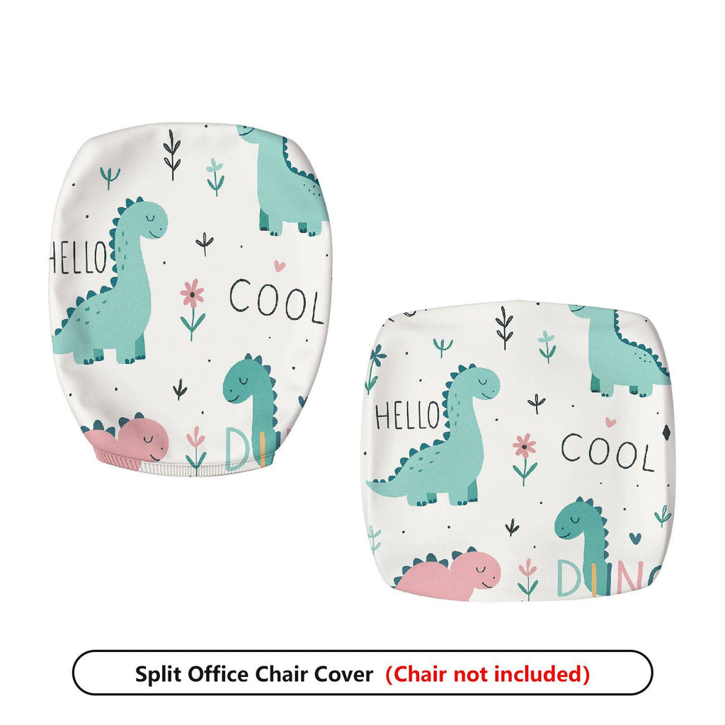 2-Piece Cute Dinosaur Pattern Colorful Fun Playful  Computer Chair Cover Set, Seat and Backrest