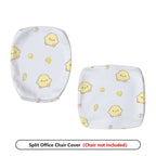 2-Piece Cute Yellow Chick Pattern  Computer Chair Cover Set, Seat and Backrest