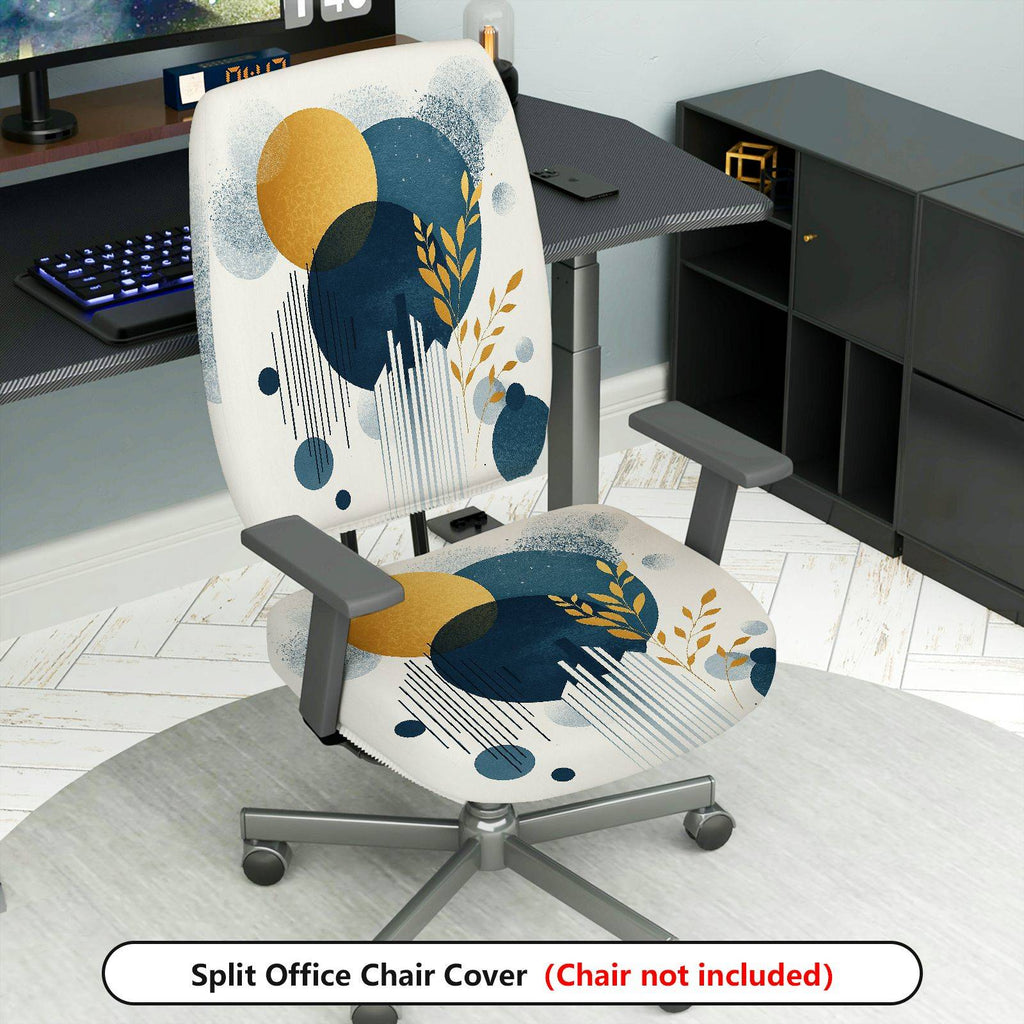 2-Piece Abstract Geometric Artistic Modern Stylish  Computer Chair Cover Set, Seat and Backrest