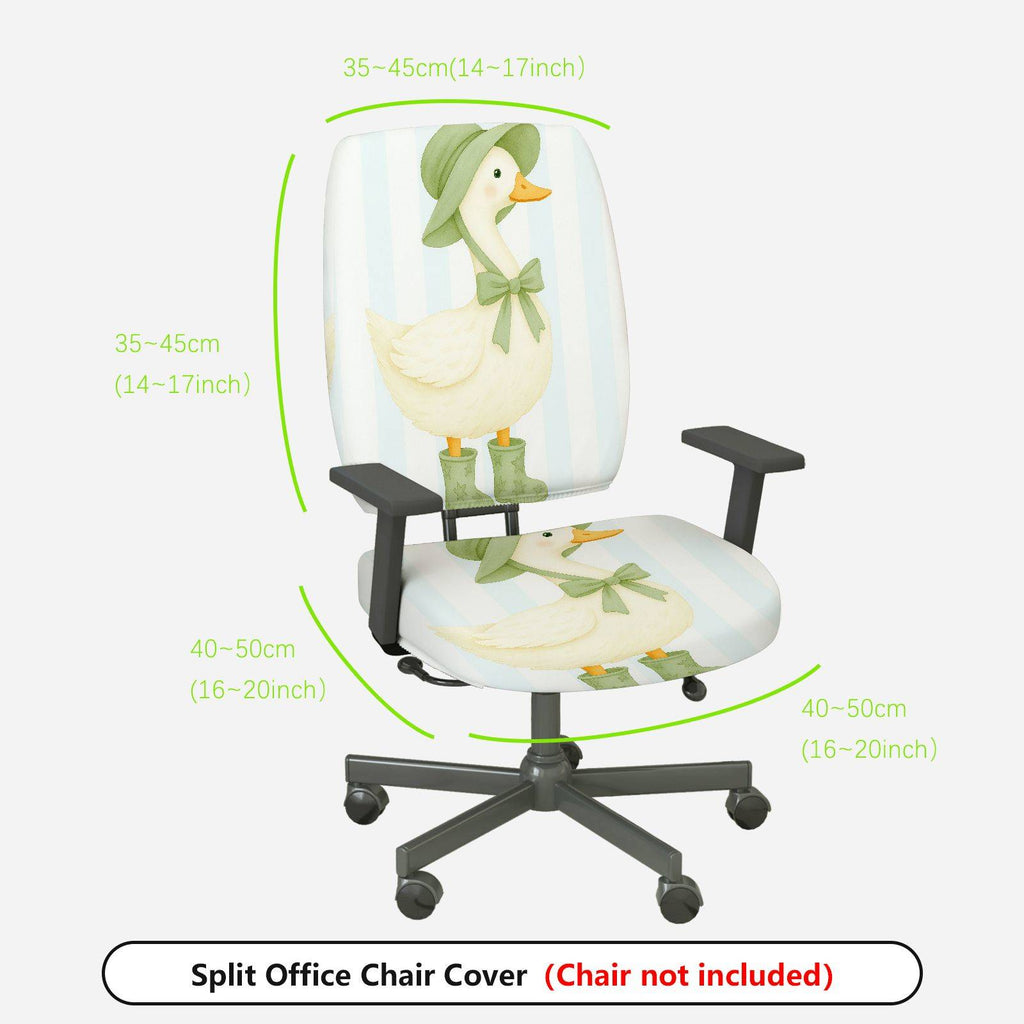 2-Piece Duck Pastel Stripes Cute Animals Cozy  Computer Chair Cover Set, Seat and Backrest