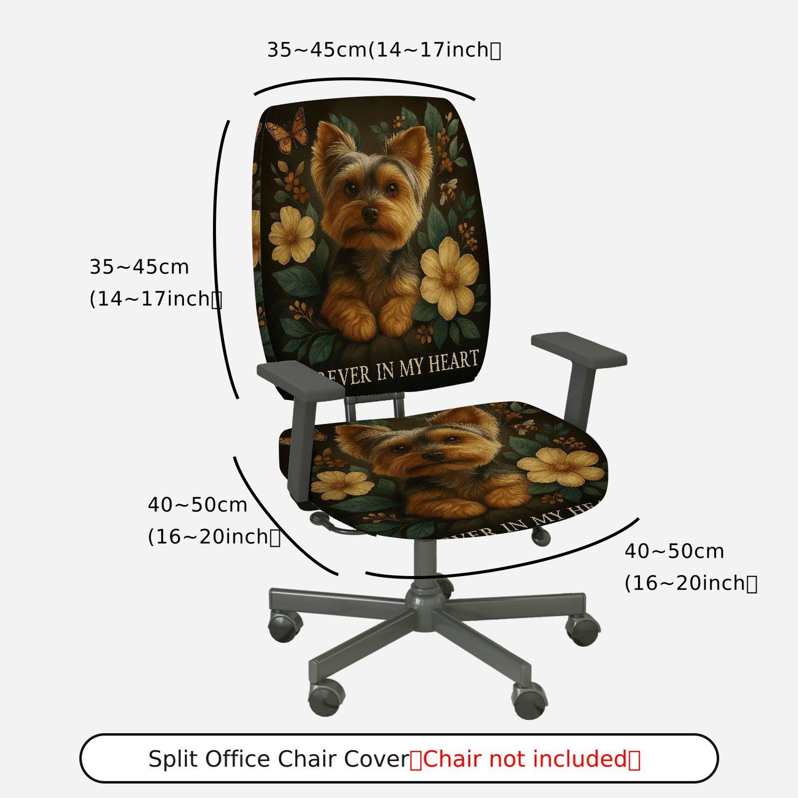2-Piece Dog Floral Butterfly Memory Christmas  Computer Chair Cover Set, Seat and Backrest