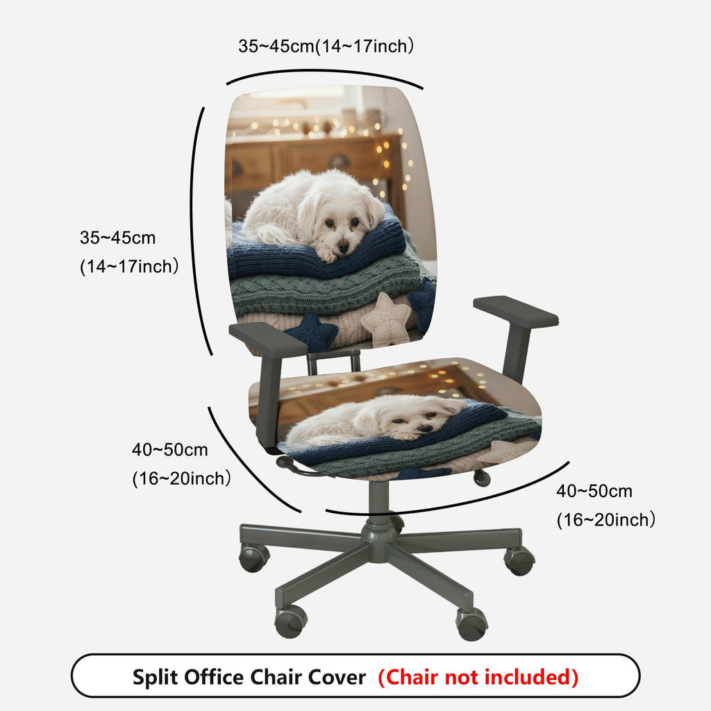 2-Piece Cute Dog Cozy Blanket Star Festive  Computer Chair Cover Set, Seat and Backrest