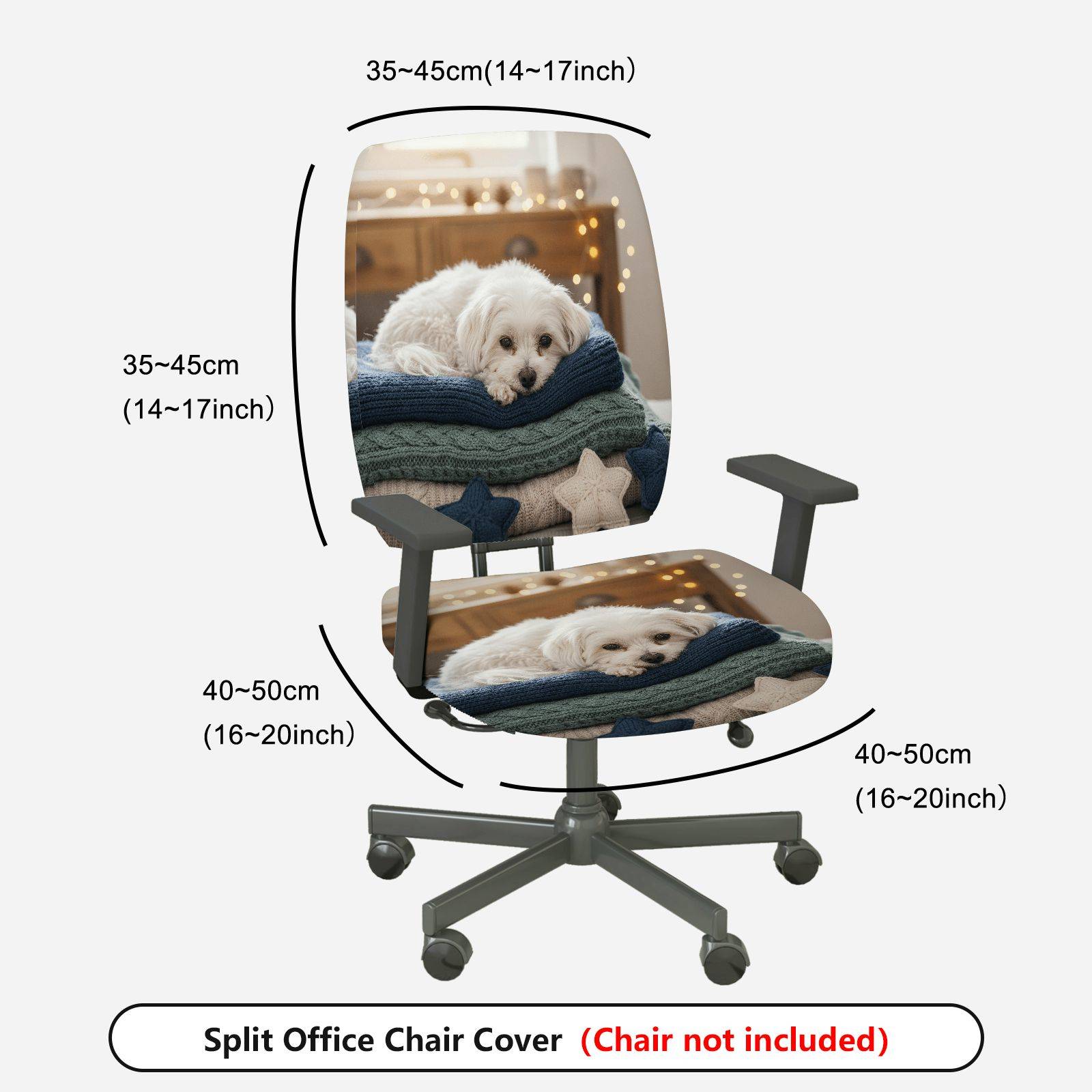2-Piece Cute Dog Cozy Blanket Star Festive  Computer Chair Cover Set, Seat and Backrest