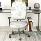 2-Piece Cute Dog Bow Heart Love Pattern  Computer Chair Cover Set, Seat and Backrest