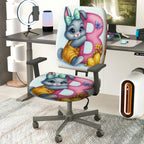 2-Piece Rabbit Easter Spring Colorful Cute  Computer Chair Cover Set, Seat and Backrest