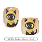 2-Piece Black Cat Cute Cozy Fun Autumn Halloween  Computer Chair Cover Set, Seat and Backrest