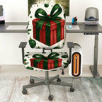 2-Piece Christmas Holiday Gift Bow Green Red  Computer Chair Cover Set, Seat and Backrest