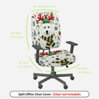 2-Piece Christmas Reindeer Dog Winter Holiday Snow  Computer Chair Cover Set, Seat and Backrest
