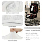 2-Piece Romantic Cats Love Hearts Valentine  Computer Chair Cover Set, Seat and Backrest