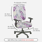 2-Piece Abstract Floral Plaid Purple Quilted  Computer Chair Cover Set, Seat and Backrest