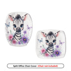 2-Piece Zebra Flower Butterfly Cute  Computer Chair Cover Set, Seat and Backrest