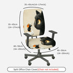 2-Piece Cat Mouse Fun Cute Animal  Computer Chair Cover Set, Seat and Backrest
