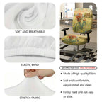 2-Piece Vintage Bicycle Flowers Landscape Country House  Computer Chair Cover Set, Seat and Backrest