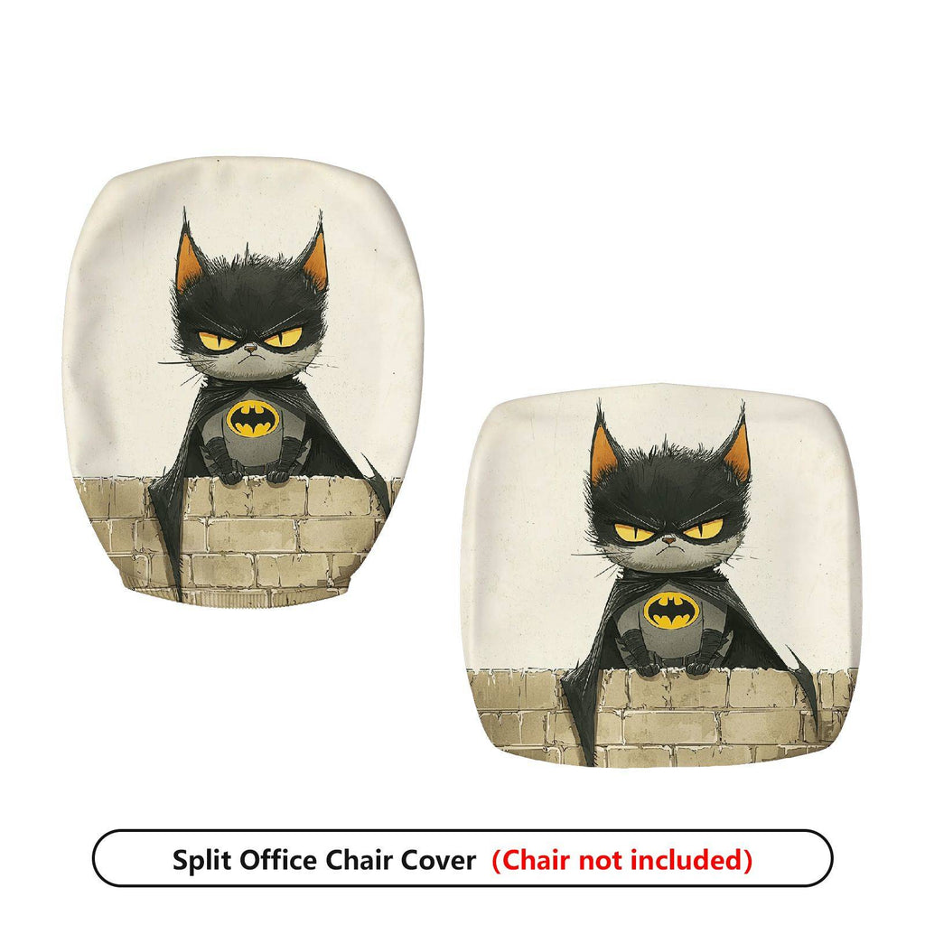 2-Piece Cat Batman Black Fun Creative  Computer Chair Cover Set, Seat and Backrest