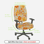 2-Piece Floral Pattern Orange Bloom Flower Bohemian Style Spring  Computer Chair Cover Set, Seat and Backrest