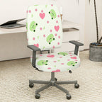 2-Piece Cute Frog Heart Flower  Computer Chair Cover Set, Seat and Backrest