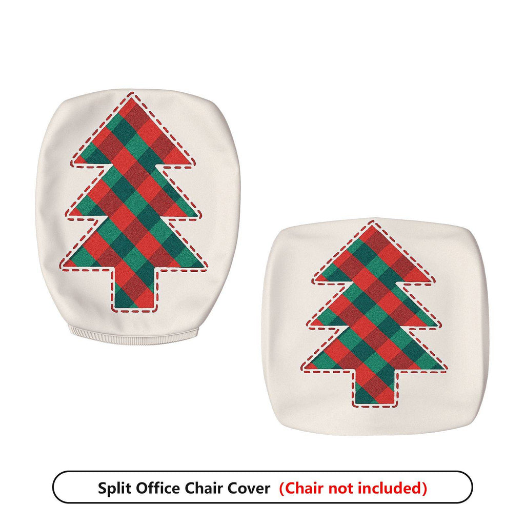 2-Piece Christmas plaid tree pattern holiday decoration  Computer Chair Cover Set, Seat and Backrest