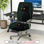 2-Piece Black Cat Animal Novelty Halloween Decorative  Computer Chair Cover Set, Seat and Backrest