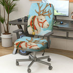 2-Piece Christmas Reindeer Snowy Forest Holiday Decorative  Computer Chair Cover Set, Seat and Backrest