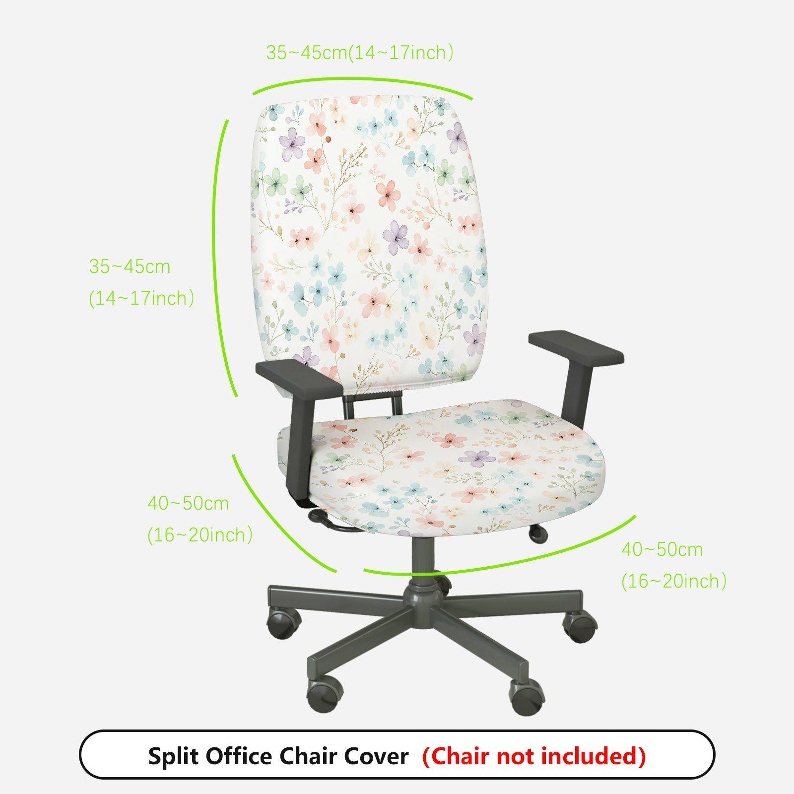 2-Piece Floral Pastel Botanical Pattern Spring Decor  Computer Chair Cover Set, Seat and Backrest