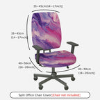 2-Piece Abstract Marble Swirl Pink Purple  Computer Chair Cover Set, Seat and Backrest