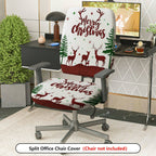 2-Piece Christmas Reindeer Festive Decorative Holiday Winter  Computer Chair Cover Set, Seat and Backrest