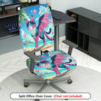 2-Piece Fantasy Cat Beach Wing Vibrant Diamond  Computer Chair Cover Set, Seat and Backrest