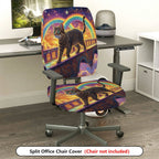 2-Piece Rainbow Starry Night Cat Fantasy Bridge  Computer Chair Cover Set, Seat and Backrest