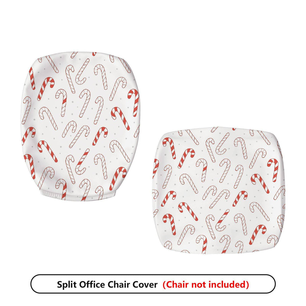 2-Piece Christmas Candy Cane Festive Holiday Printed  Computer Chair Cover Set, Seat and Backrest