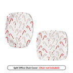 2-Piece Christmas Candy Cane Festive Holiday Printed  Computer Chair Cover Set, Seat and Backrest