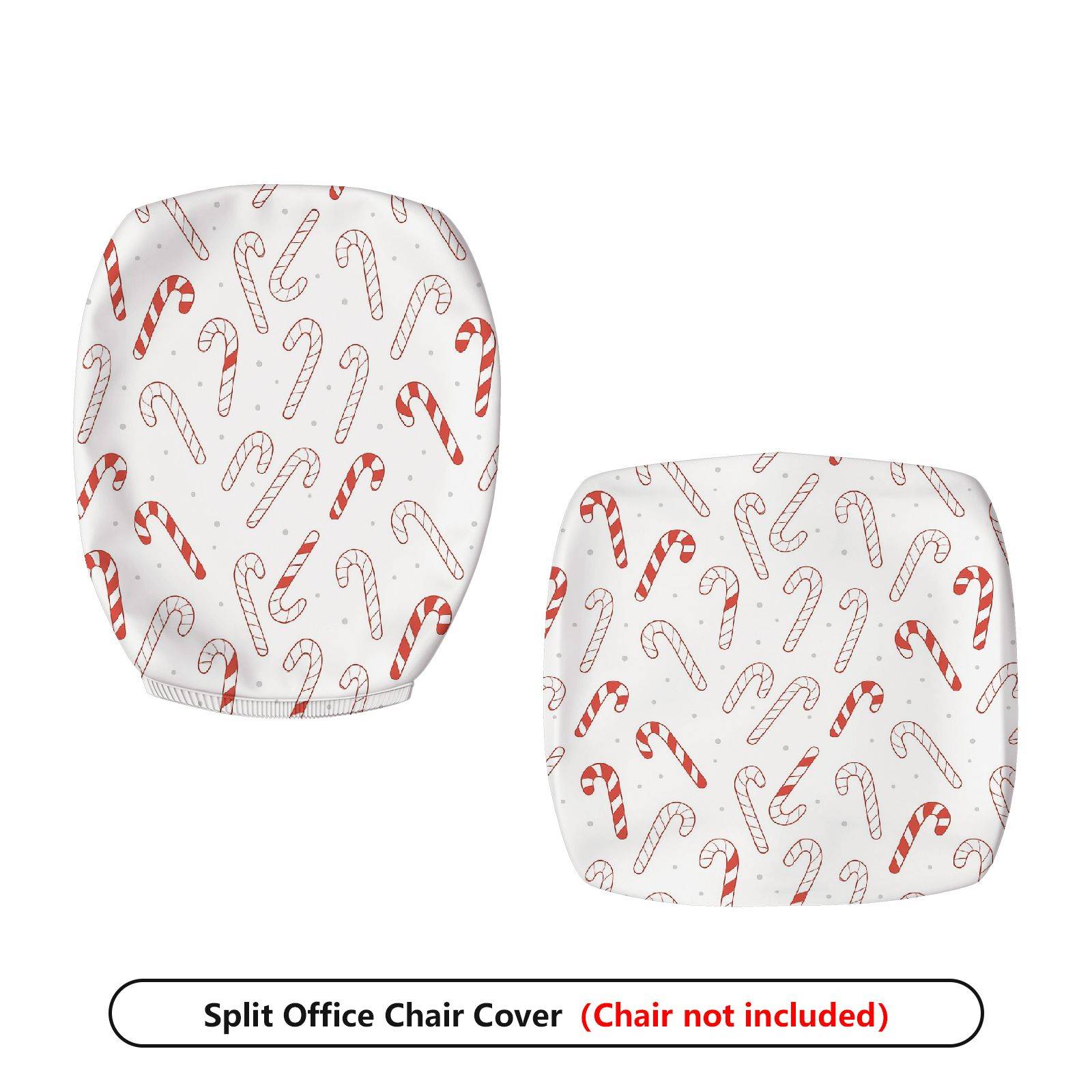 2-Piece Christmas Candy Cane Festive Holiday Printed  Computer Chair Cover Set, Seat and Backrest