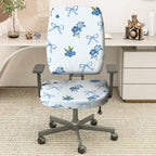 2-Piece Floral Bow Blueberry Pattern Cute  Computer Chair Cover Set, Seat and Backrest