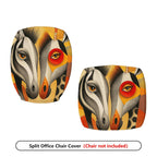2-Piece Abstract Art Animal Colorful Unique Vibrant  Computer Chair Cover Set, Seat and Backrest