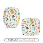 2-Piece Christmas Snowman Gingerbread Bells Holly  Computer Chair Cover Set, Seat and Backrest