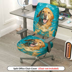 2-Piece Swimming Dog Animal Fun Pet  Computer Chair Cover Set, Seat and Backrest