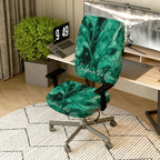 2-Piece Abstract Deep Green Artistic Inspirational Modern  Computer Chair Cover Set, Seat and Backrest